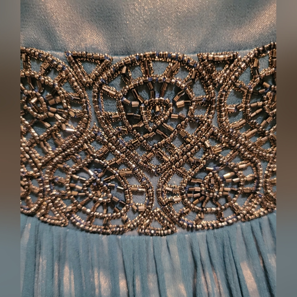 Adrianna Papell Evening Silk Beaded Fairy Grecian Prom Formal Dress Sz 6‎ - Picture 5 of 12